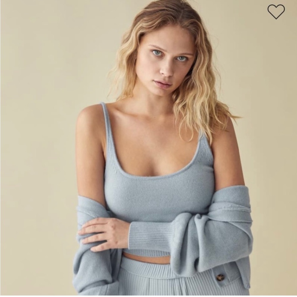 Reformation Varenne Cashmere Crop Tank Top Blue